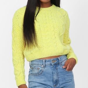 Yellow Cable Knit Crop Top